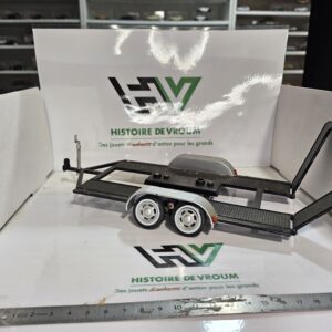 Remorque Plateau Porte-Voiture Double Essieu 1/24 - Fabrication Artisanale (Diorama)